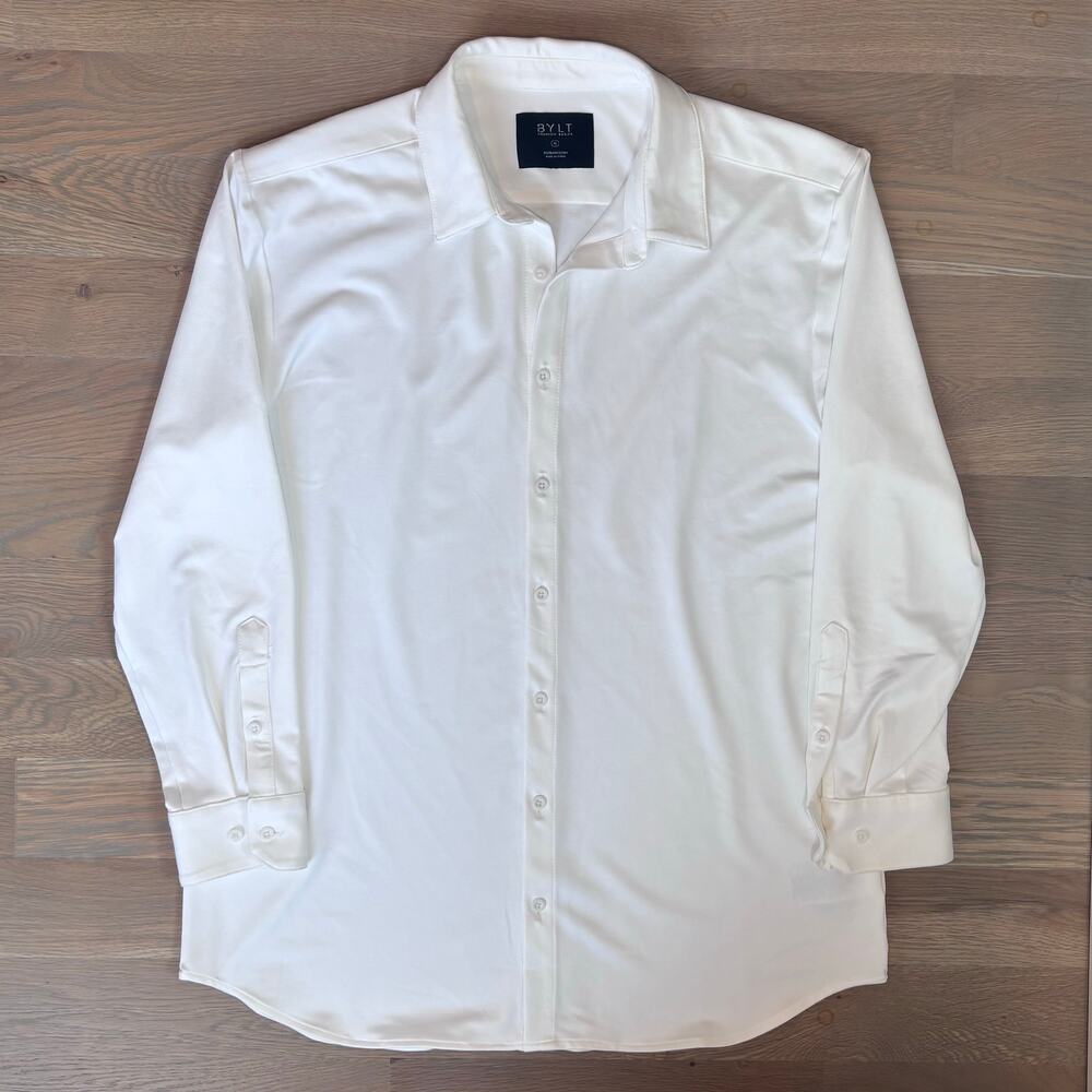 BYLT Premium Basics Performance White Button Down Shirt Stretch Mens Size XL - Picture 2 of 12